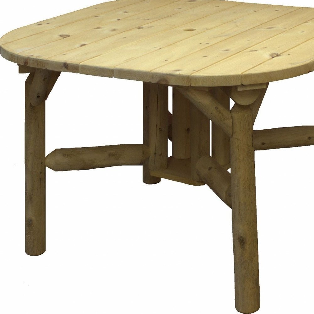 47" Natural Square Solid Wood Outdoor Dining Table. Outdoor table isolated on a plain white background, in a tan wood finish.