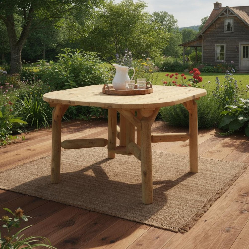 47" Natural Square Solid Wood Outdoor Dining Table