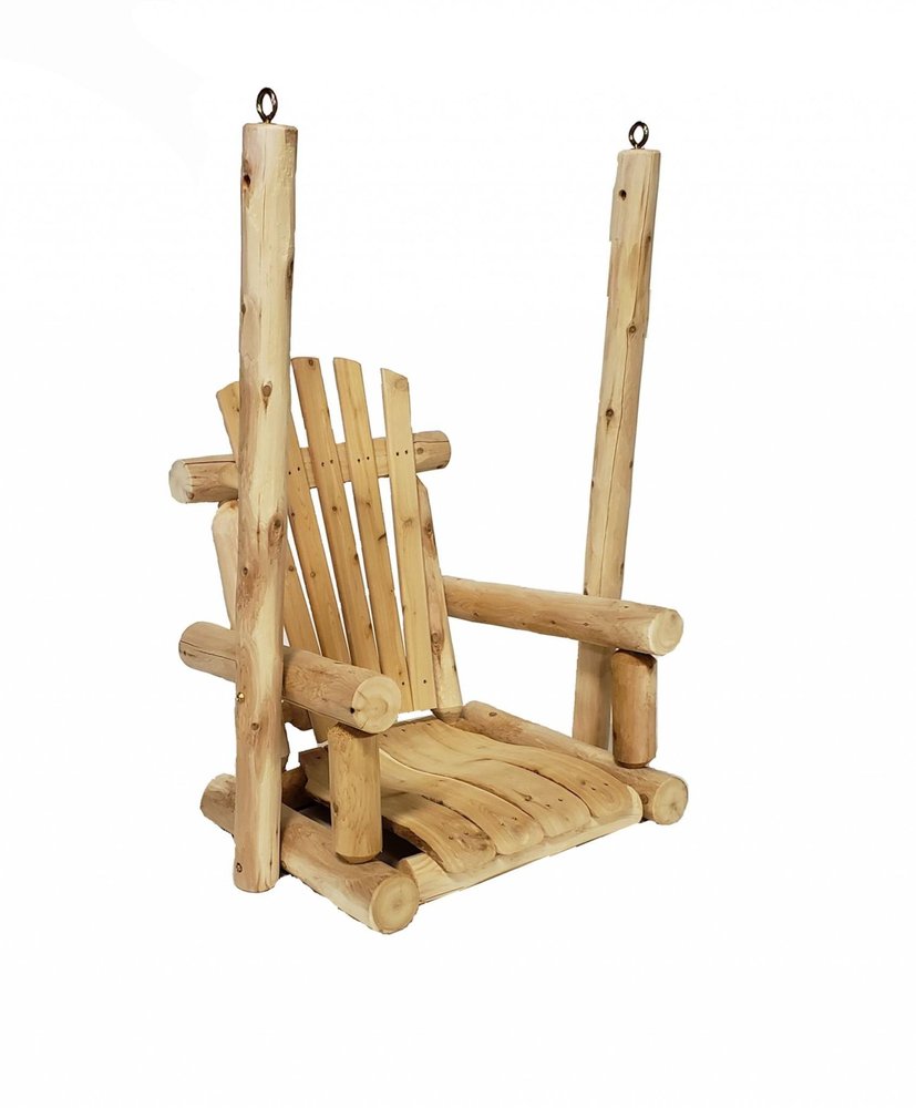 31" Natural Unfinished Solid Wood Outdoor Swing Chair