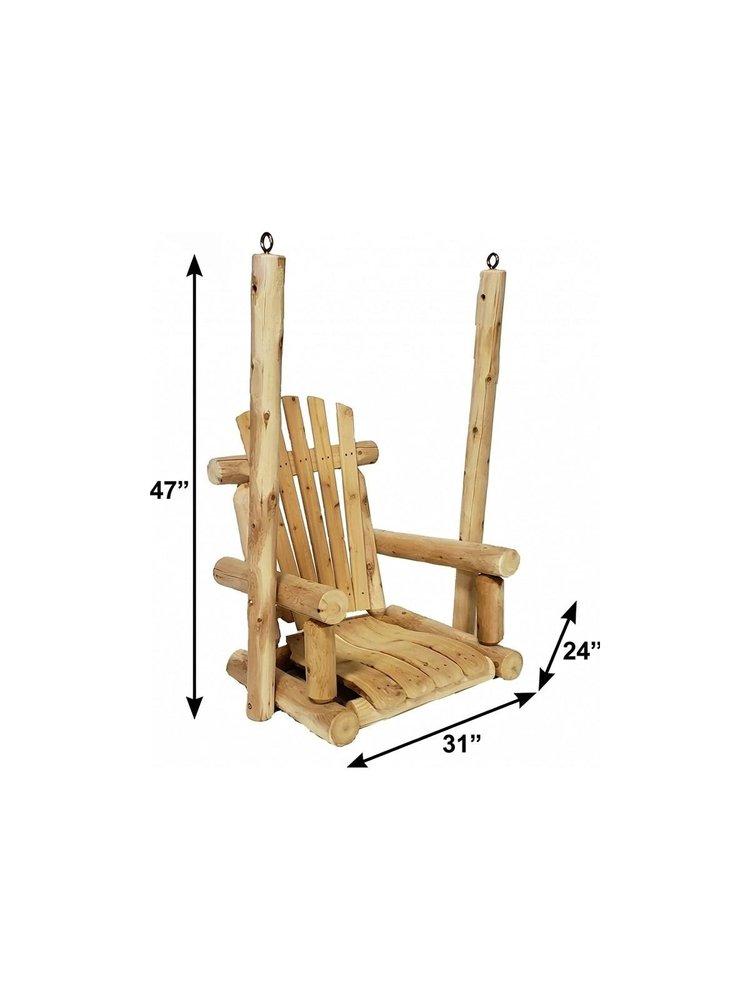 31" Natural Unfinished Solid Wood Outdoor Swing Chair