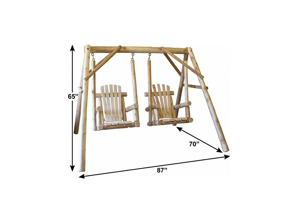 87" Natural Solid Wood Outdoor Double Swing Chair
