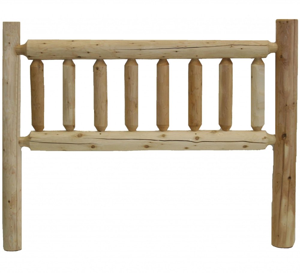 Natural Cedar Log Twin Headboard on a white background