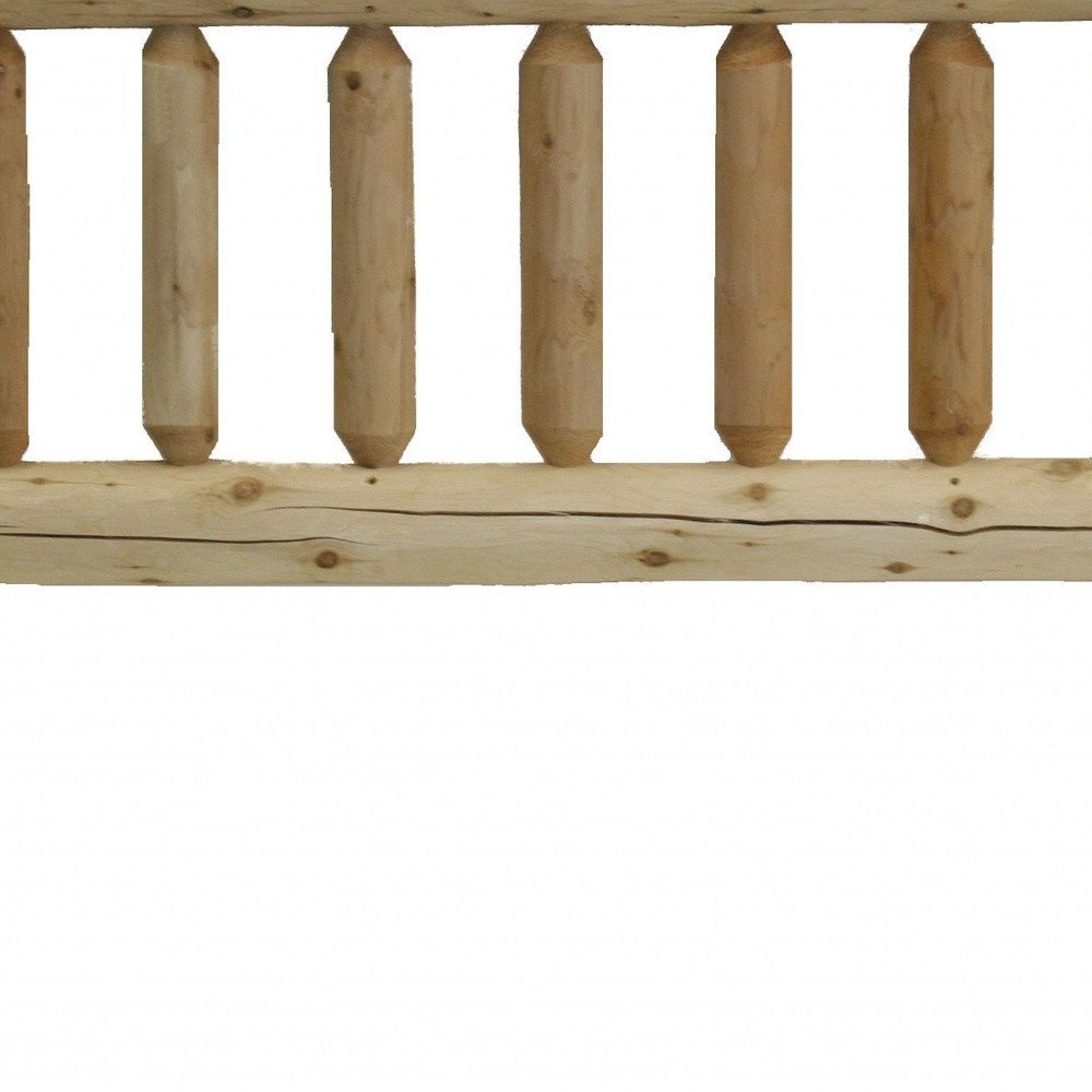 Natural Clear Finish Cedar Log Twin Headboard on a white background