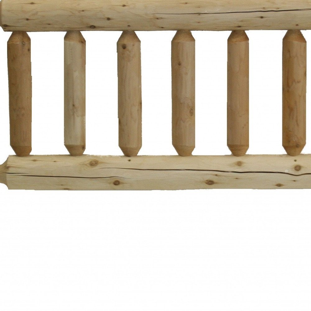 Natural Light Honey Finish Cedar Log Twin Headboard on a white background