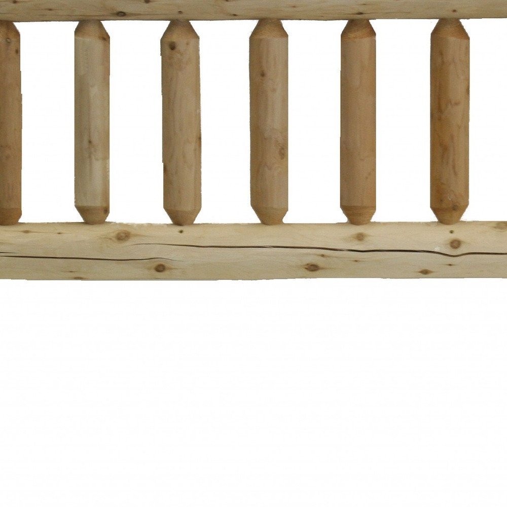 Natural Vintage Brown Finish Cedar Log Twin Headboard on a white background