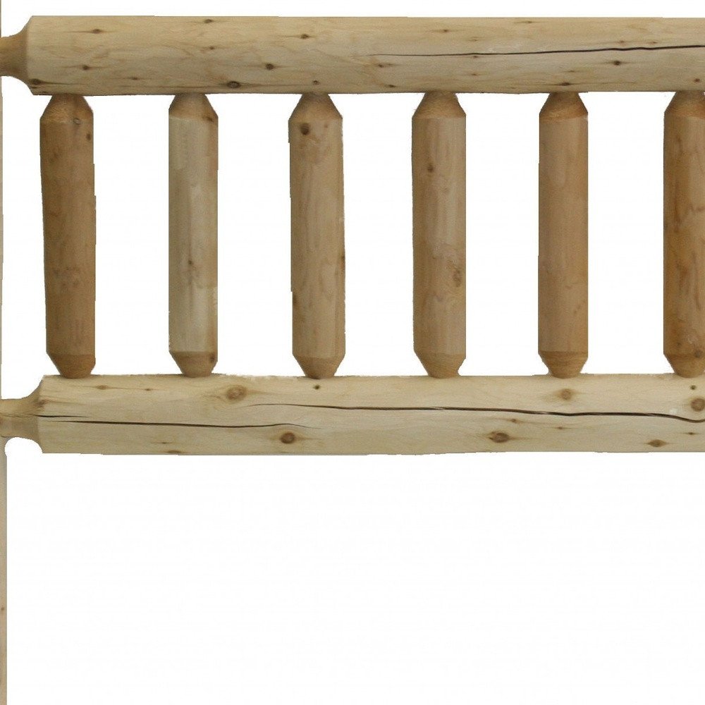 Natural Cedar Log Queen Headboard on a white background
