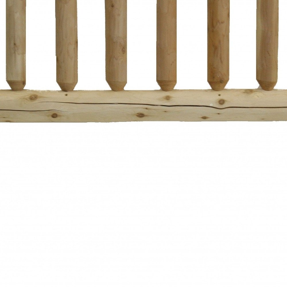 Natural Vintage Brown Finish Cedar Log Queen Headboard on a white background