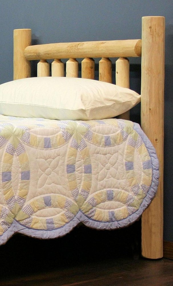 Natural Cedar Log King Headboard in a home interior