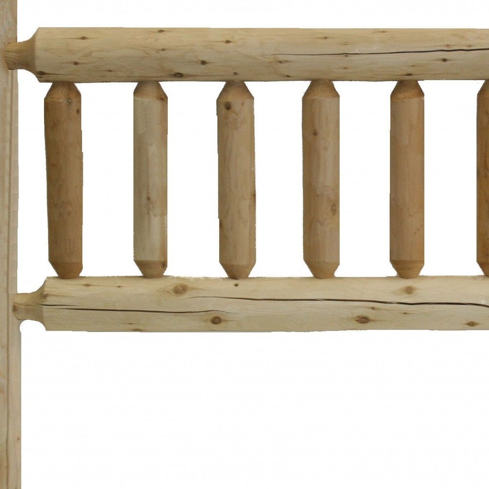 Natural Cedar Log King Headboard on a white background