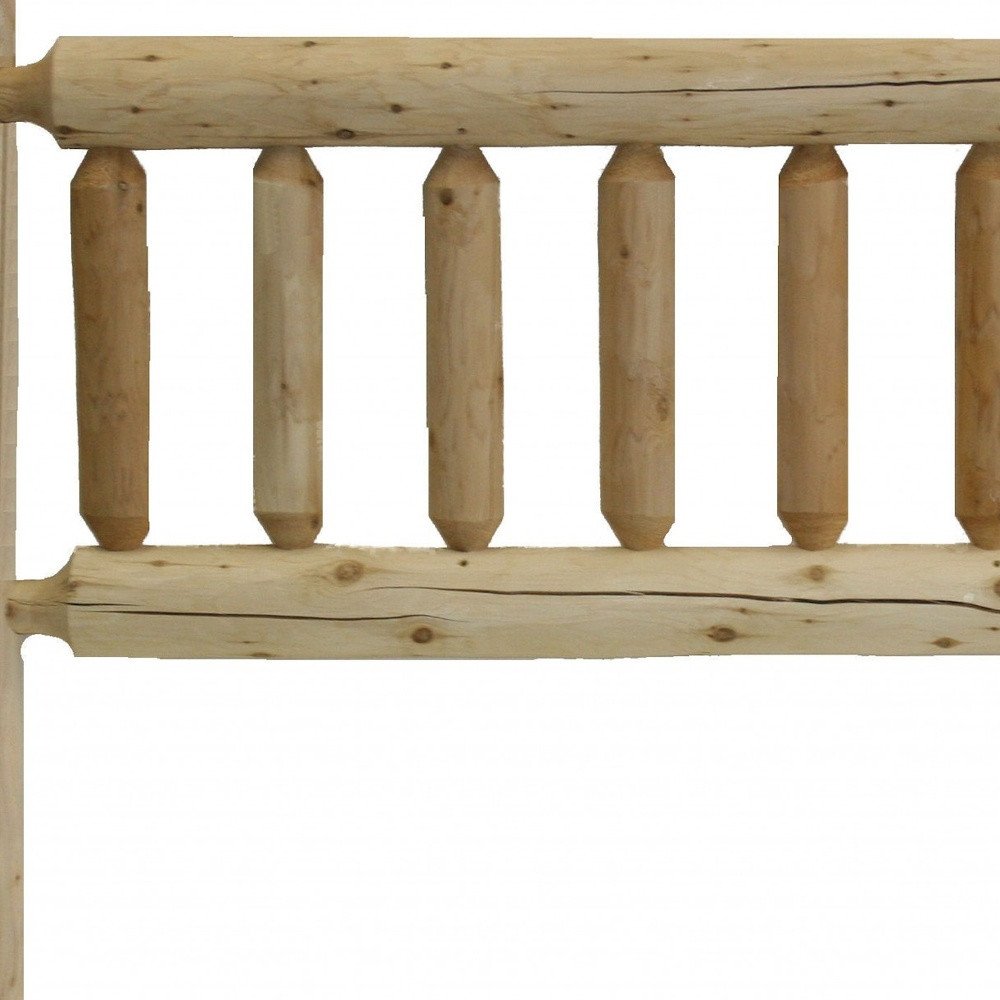 Natural Light Honey Finish Cedar Log King Headboard on a white background