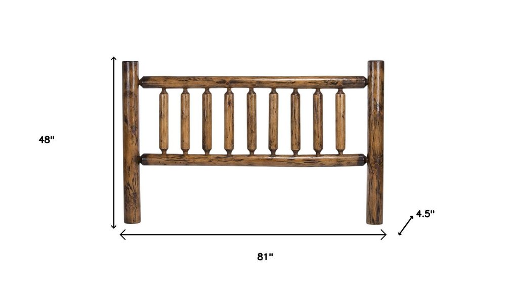 Natural Vintage Brown Finish Cedar Log King Headboard