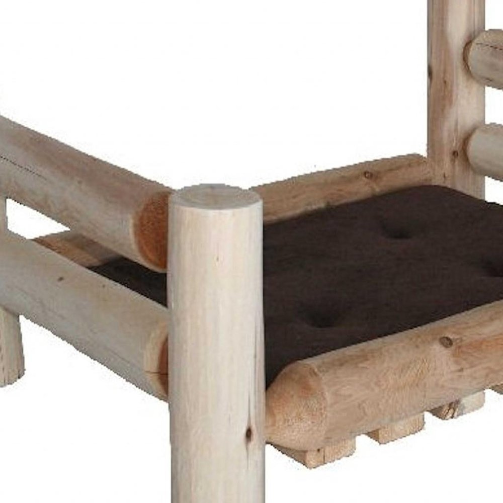 20" X 48" Natural Solid Wood Pet Bed Frame. Dog bed isolated on a plain white background, finished in tan wood.