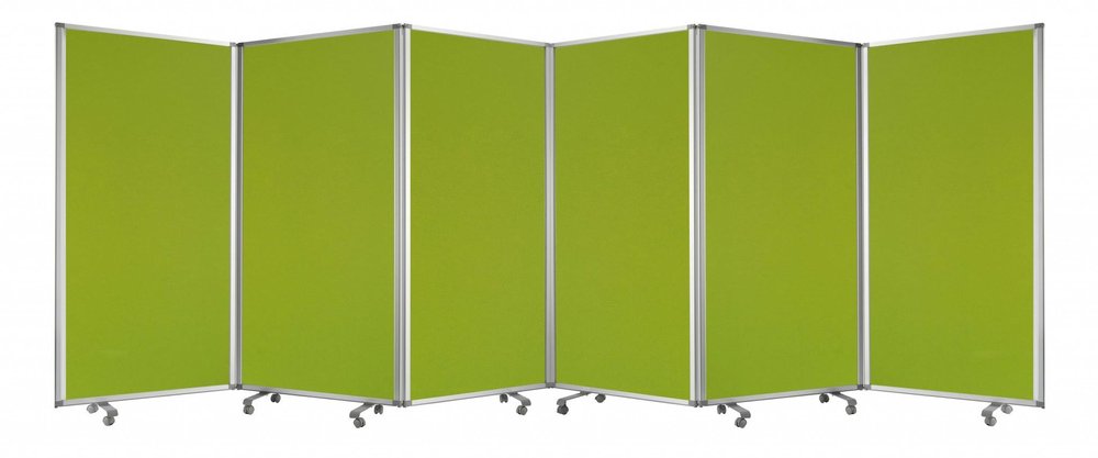 71" Green Iron Folding Six Panel Screen Room Divider