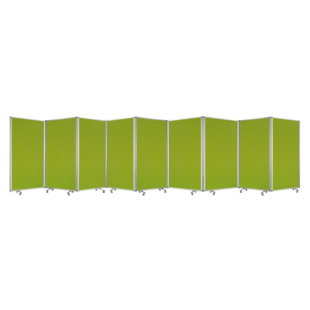 71" Green Iron Folding Nine Panel Screen Room Divider