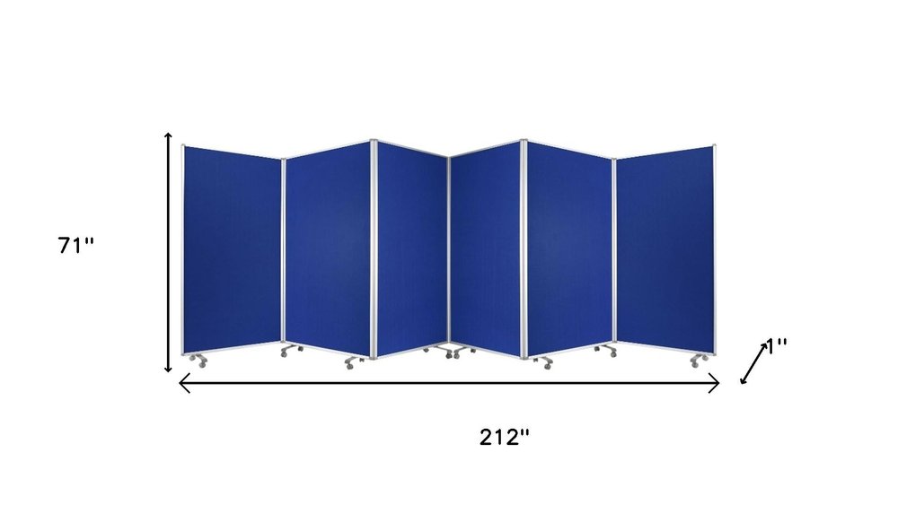 71" Green Iron Folding Six Panel Screen Room Divider