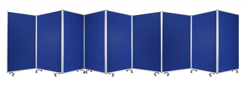 71" Green Iron Folding Nine Panel Screen Room Divider on a white background