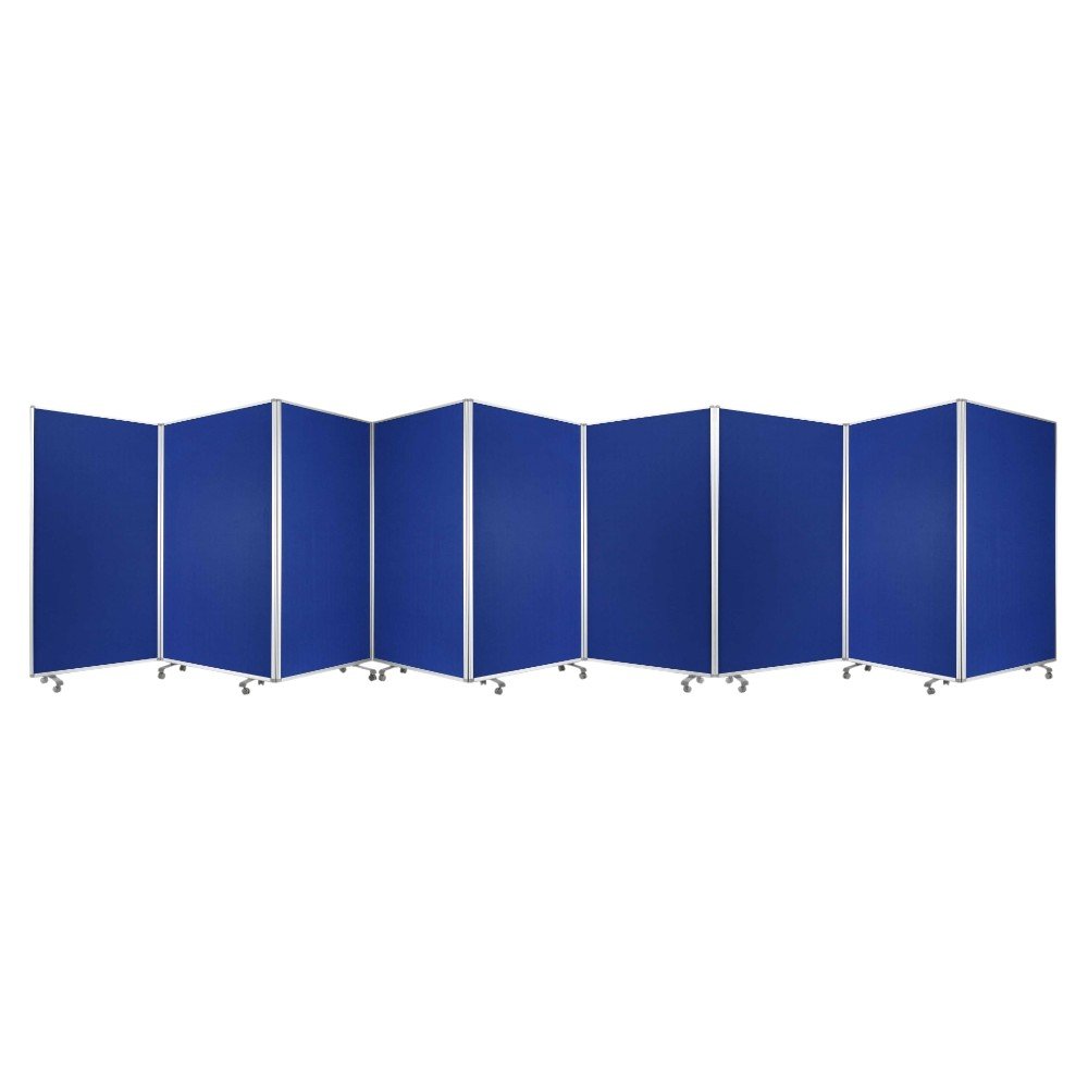 71" Green Iron Folding Nine Panel Screen Room Divider