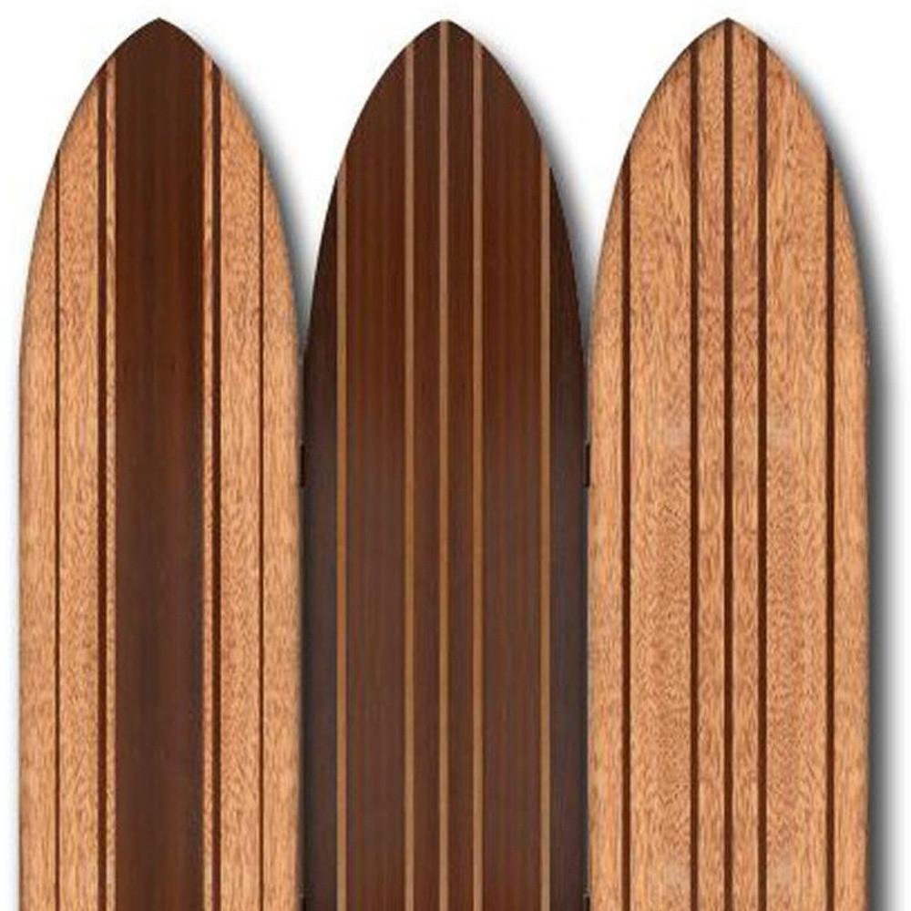 71" Brown Wood Folding Three Panel Screen Room Divider