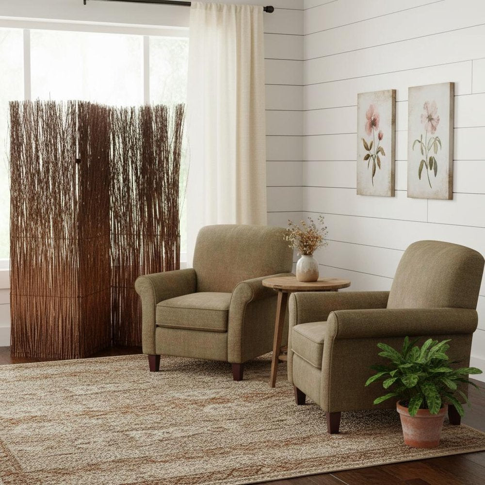 84" Brown Rattan Panel Screen Room Divider in a home interior