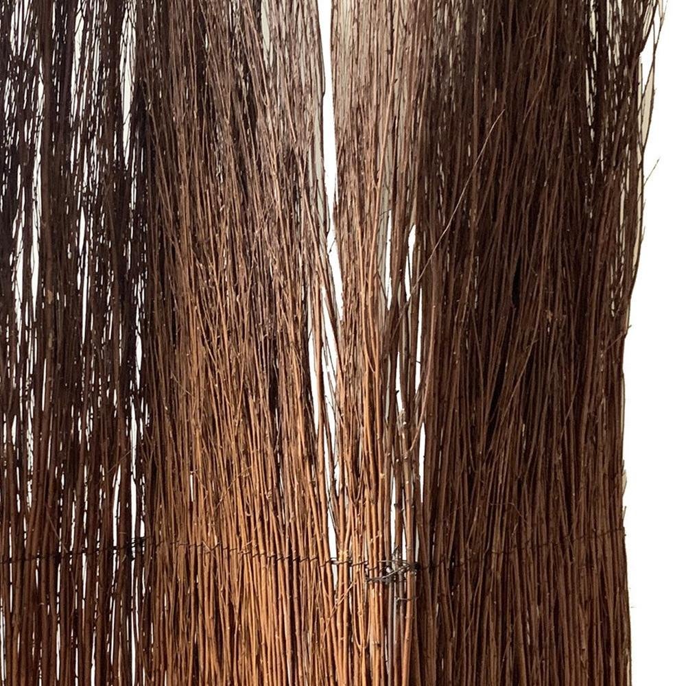 84" Brown Rattan Panel Screen Room Divider close-up detail