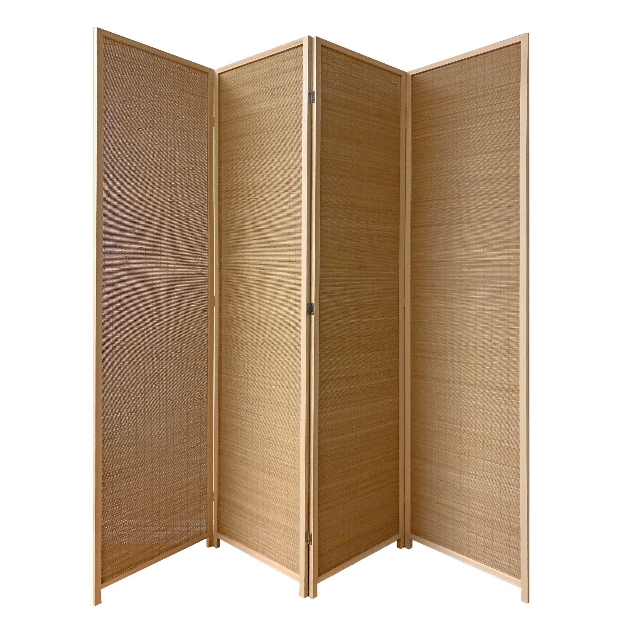 71" Brown Folding Three Panel Screen Room Divider
