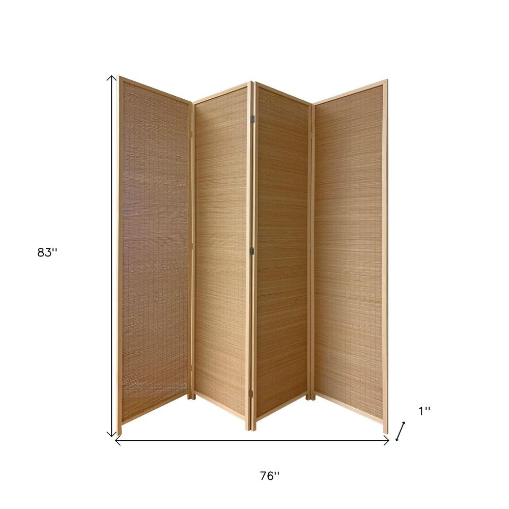 71" Brown Folding Three Panel Screen Room Divider