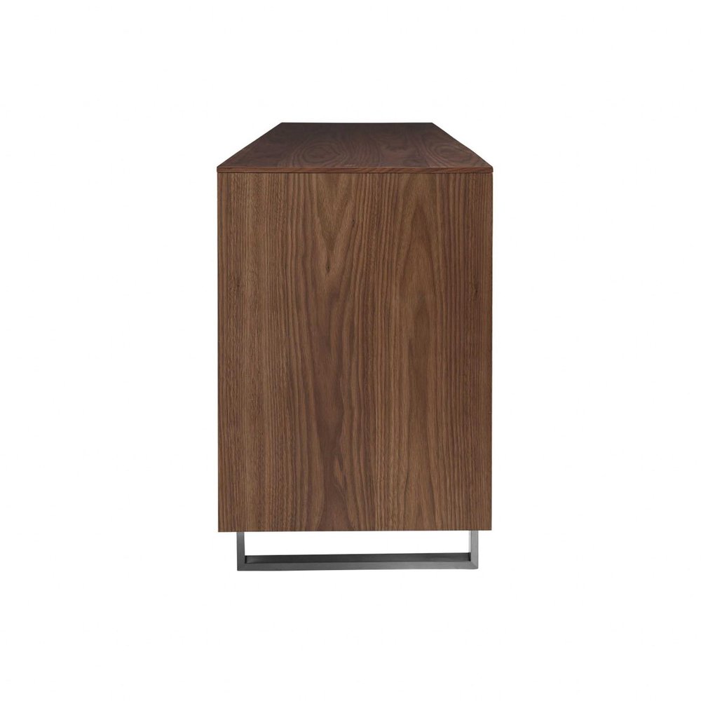 71" Brown Wood Cabinet_Enclosed storage TV Stand