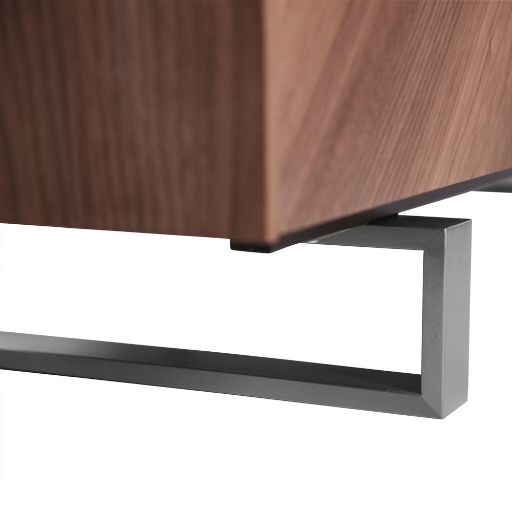 71" Brown Wood Cabinet_Enclosed storage TV Stand