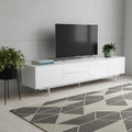 82" White Manufactured And Wood Cabinet Enclosed Storage TV Stand