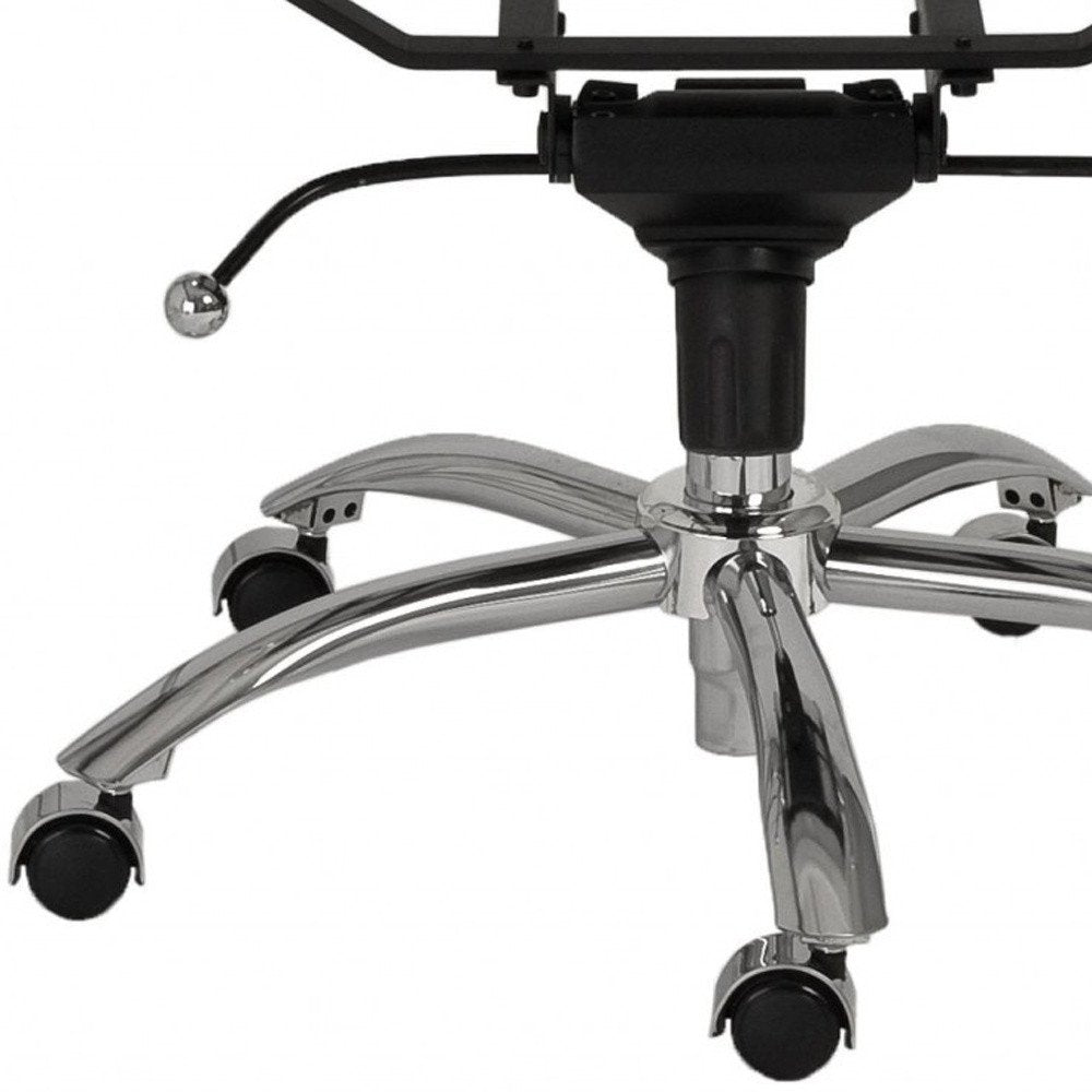 White and Silver Adjustable Swivel Faux Leather Rolling Conference Office Chair - 38.39" H x 25.99" W x 26.78" D