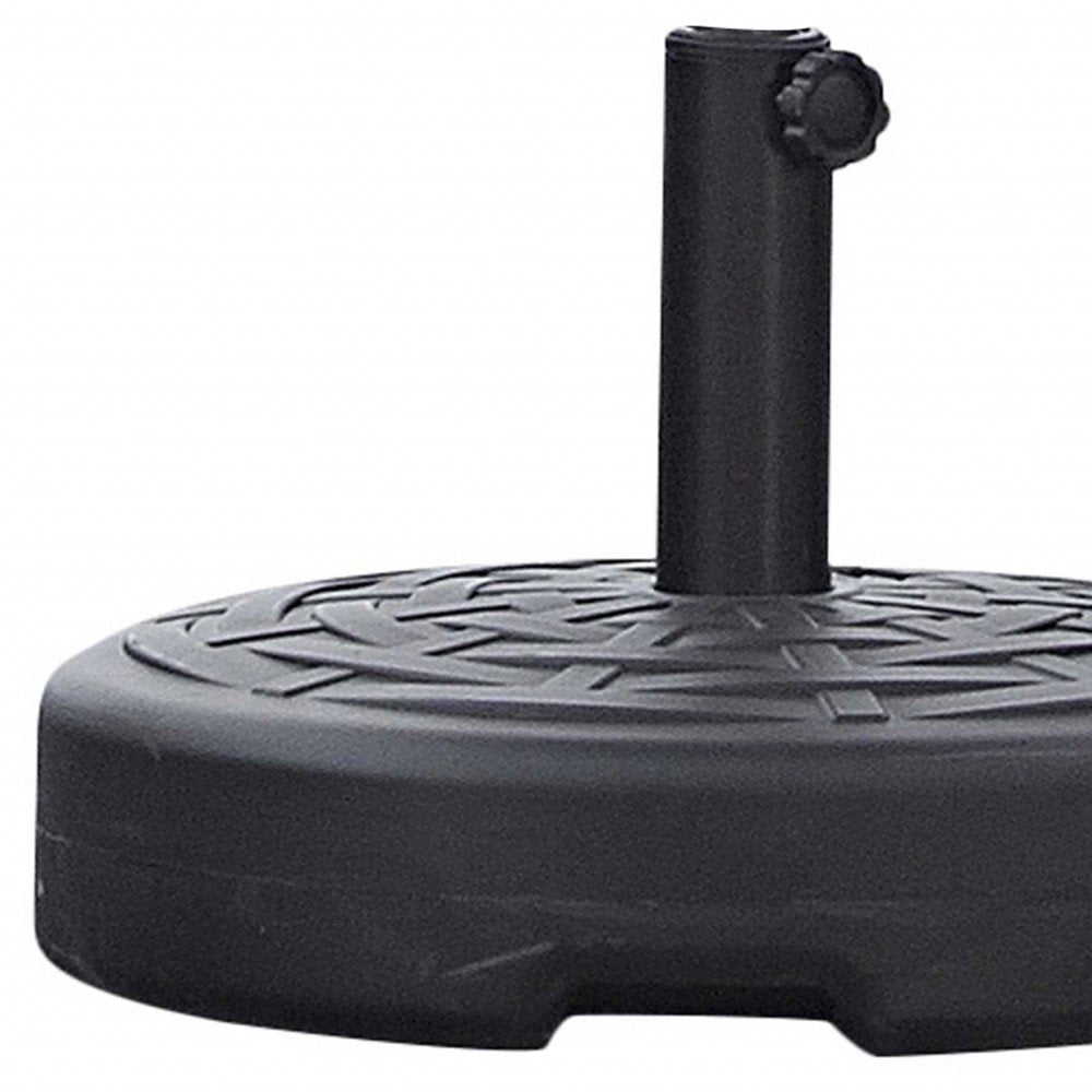 Black Plastic Umbrella Base on a white background