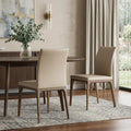 Set of Two Taupe and Brown Upholstered Faux Leather Dining Side Chairs