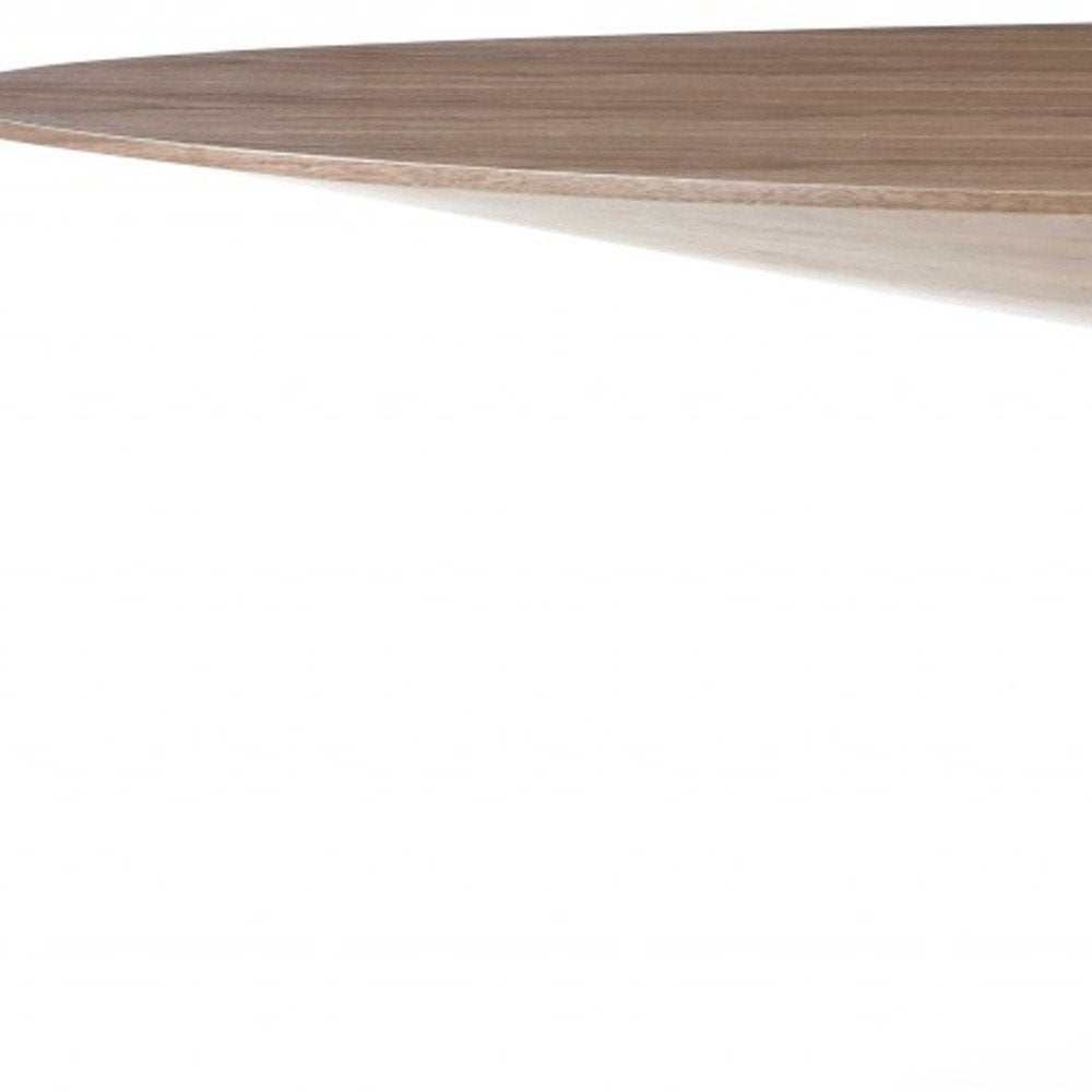 95" Brown Oval Solid Wood Pedestal Base Dining Table on a white background