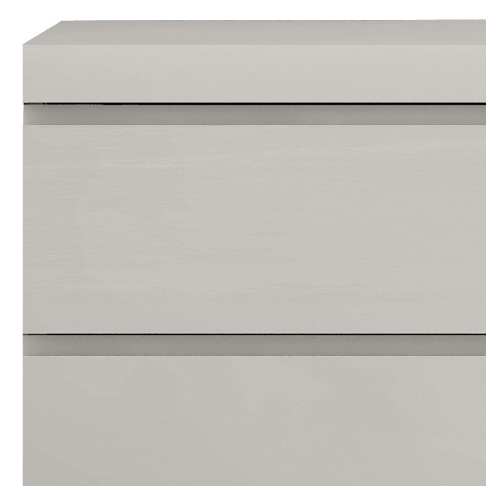 Modern Gray Woodgrain Finish 2 Drawer Nightstand close-up detail