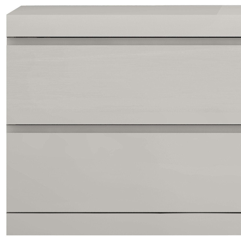 Modern Gray Woodgrain Finish 2 Drawer Nightstand close-up detail