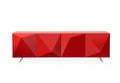 94" Red and Silver Stainless Steel and Metal Console Table on a white background