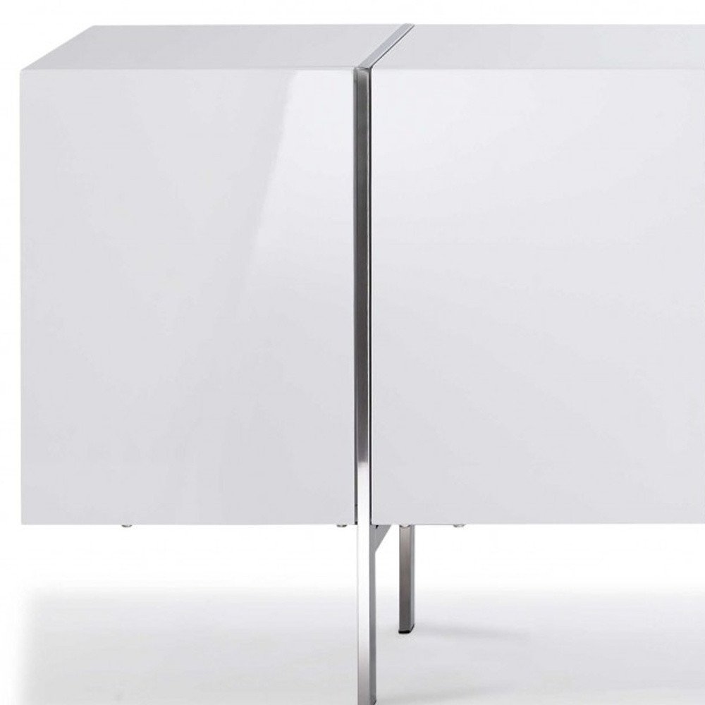95" White Stainless Steel Solid Console Table on a white background