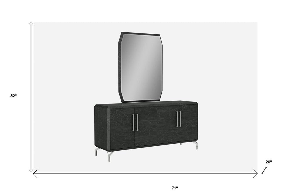 71" Gray Stainless Steel Solid Console Table on a white background