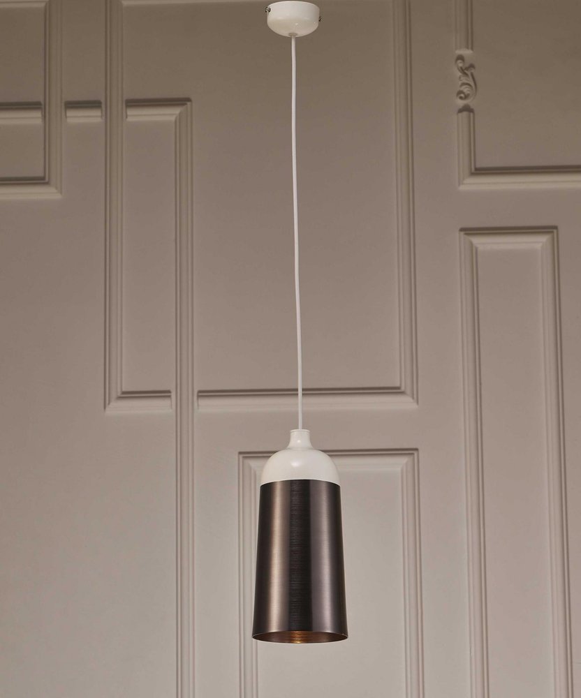 Brown And White Cylinder Metal Ceiling Light With Brown Shades close-up detail