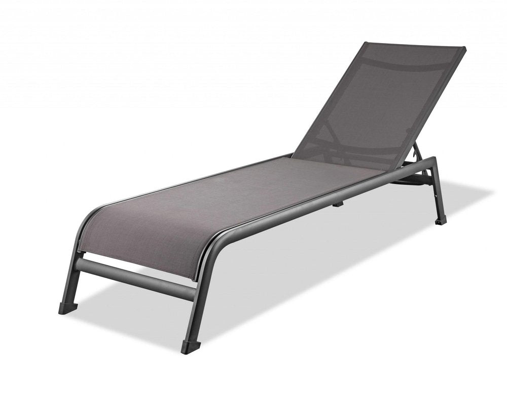 Set of Two 23" Taupe Metal Outdoor Chaise Lounge on a white background