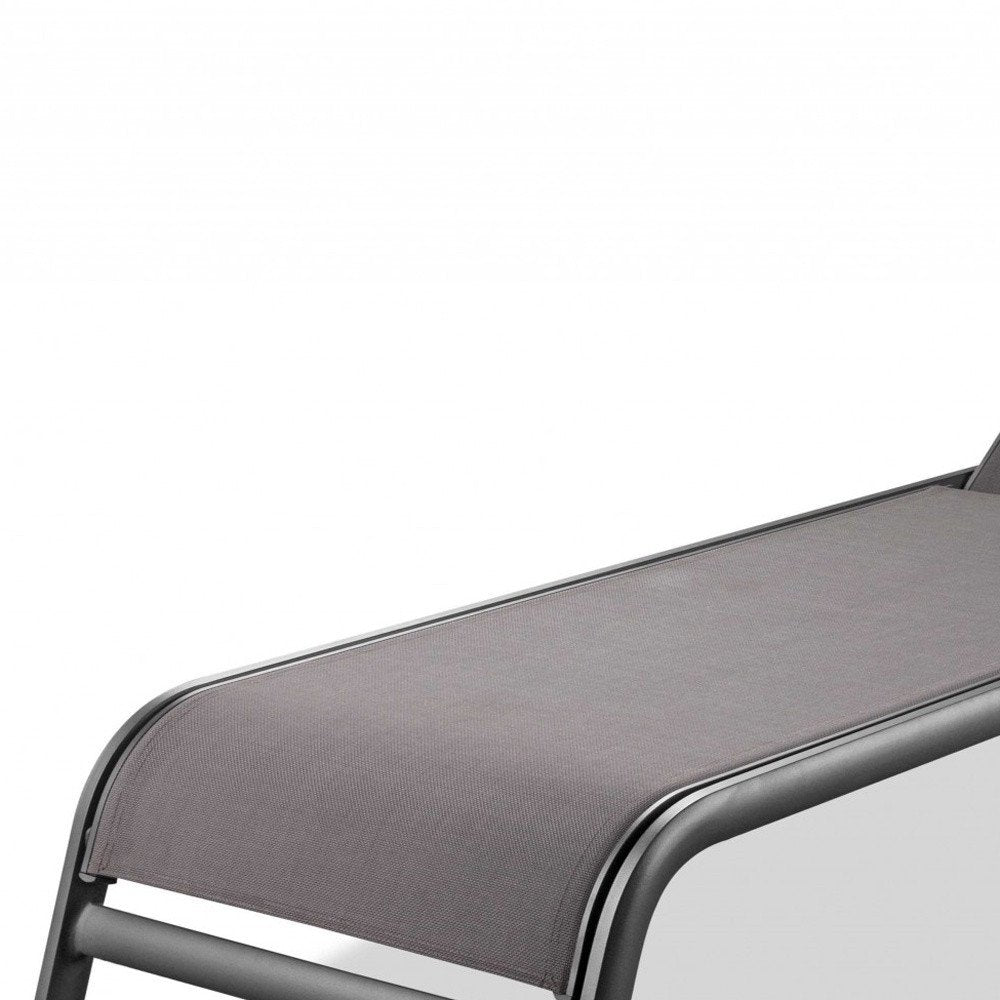 Set of Two 23" Taupe Metal Outdoor Chaise Lounge on a white background