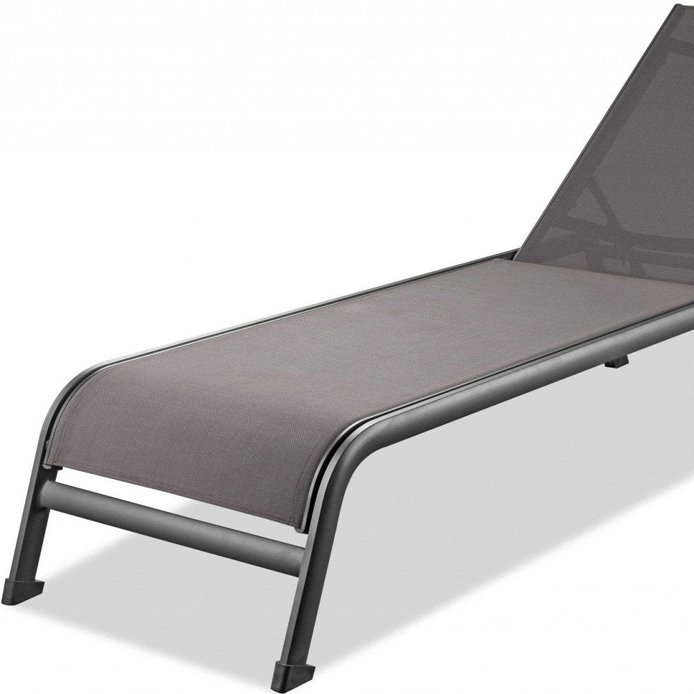 Set of Two 23" Taupe Metal Outdoor Chaise Lounge on a white background