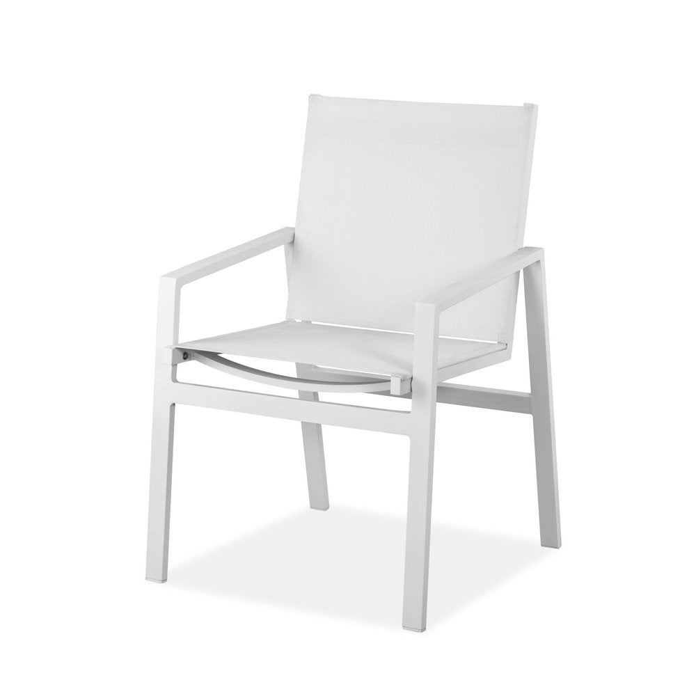 Set of Two 22" White Metal Indoor Outdoor Dining Chair on a white background