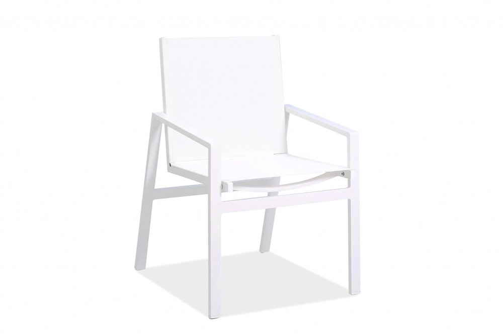 Set of Two 22" White Metal Indoor Outdoor Dining Chair on a white background