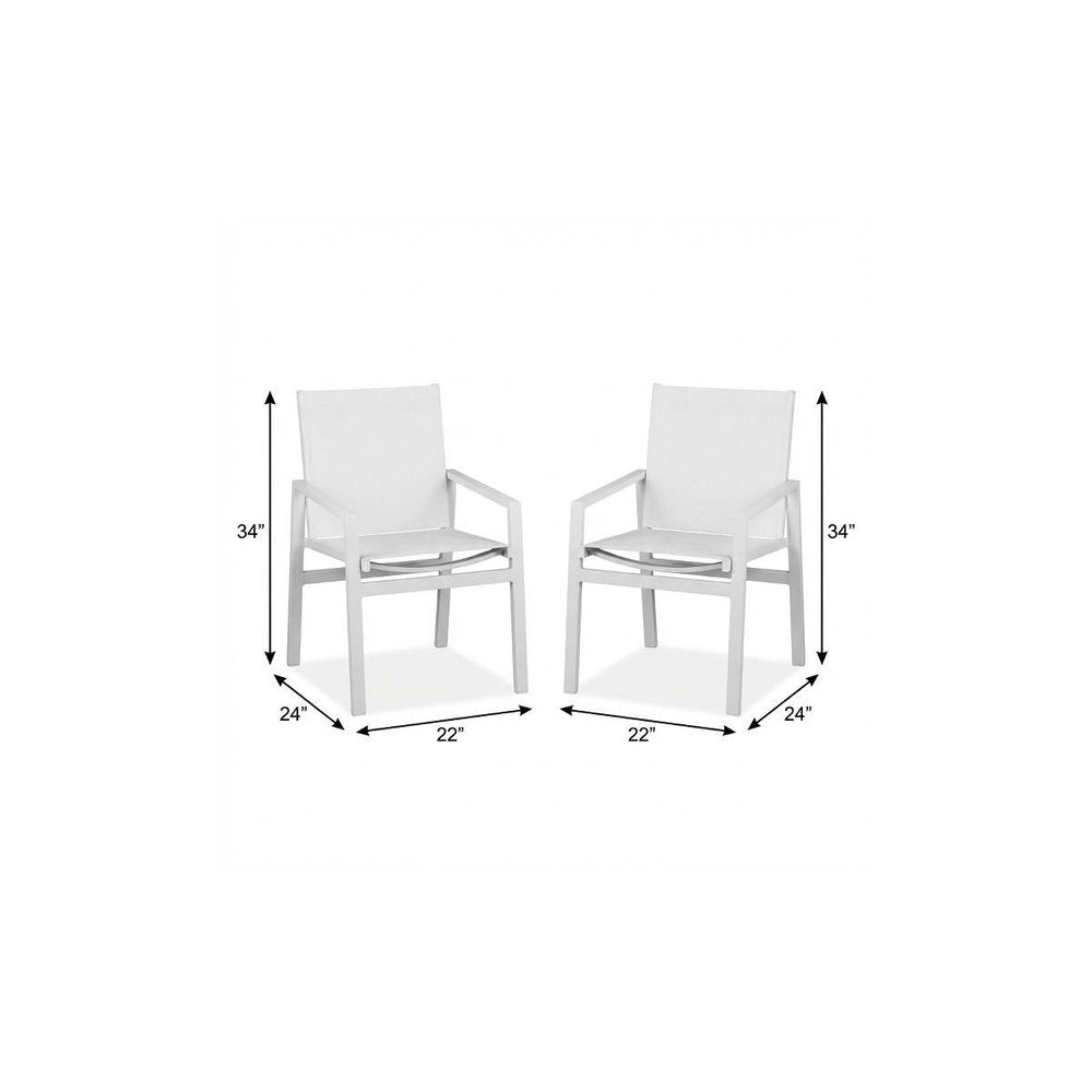 Set of Two 22" White Metal Indoor Outdoor Dining Chair on a white background