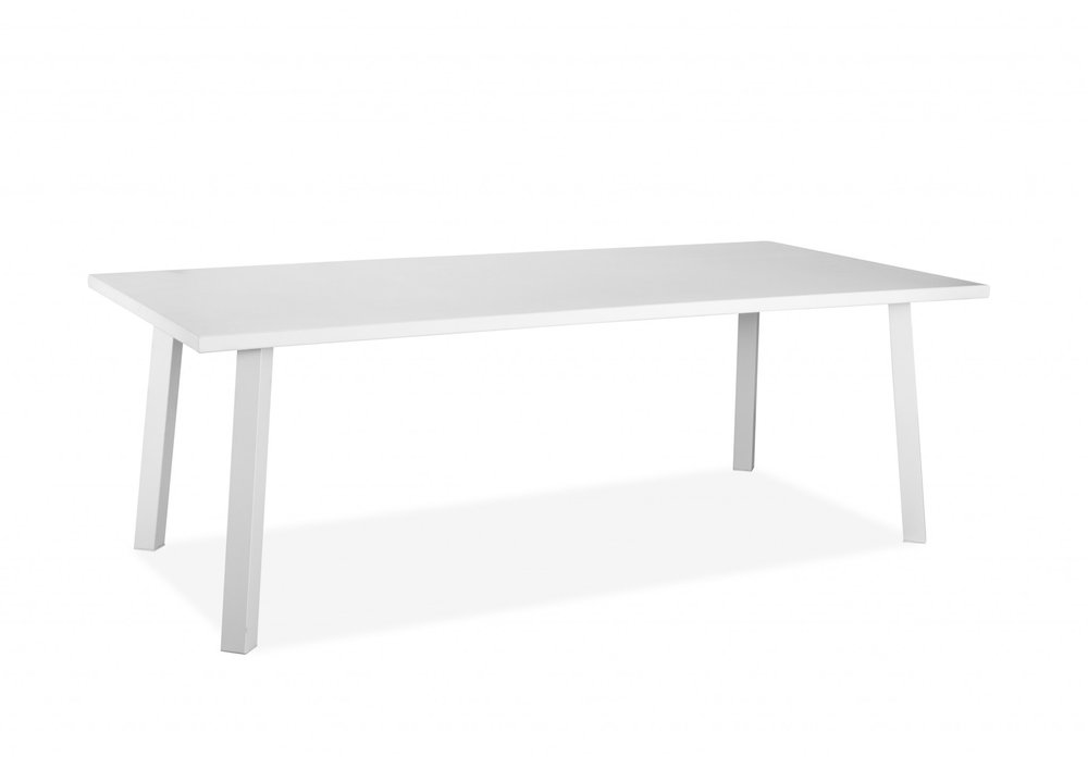 87" White Aluminum Outdoor Dining Table on a white background
