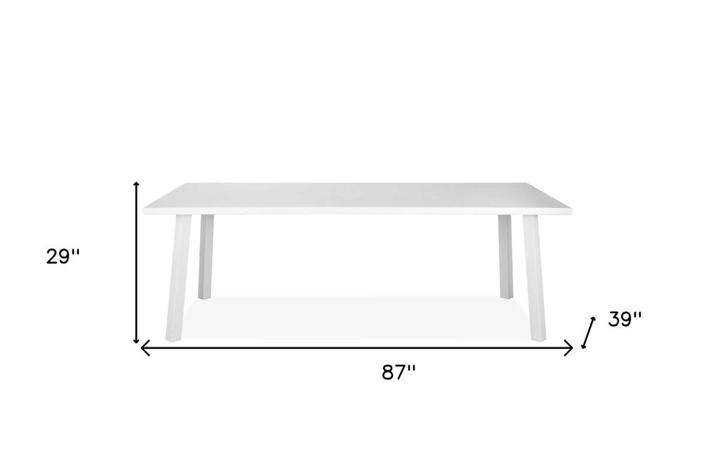 87" White Aluminum Outdoor Dining Table on a white background