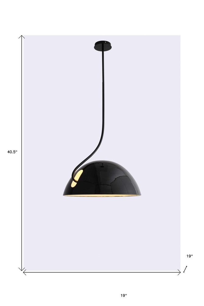 19 X 19 X 40.5 Black Aluminum Pendant Lamp. Pendant light isolated on a plain white background, finished in black metal.