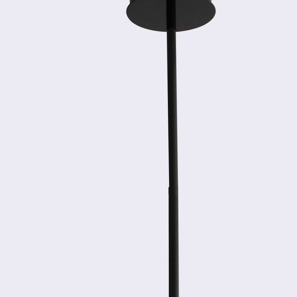 19 X 19 X 40.5 Black Aluminum Pendant Lamp. Pendant light isolated on a plain white background, finished in black metal.