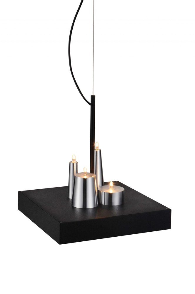 14 X 14 X 59 Black Stainless Steel Pendant Lamp. Pendant light isolated on a plain white background, in a black metal finish.